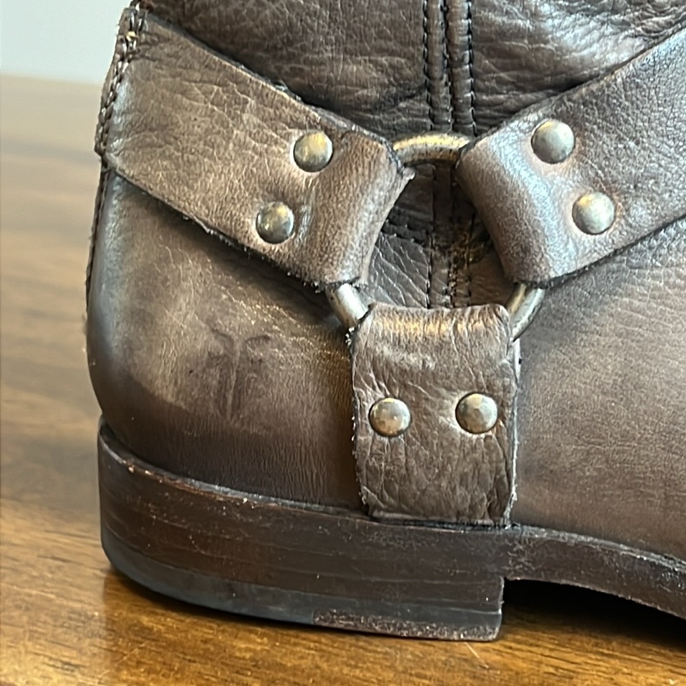 Frye Phillip Harness Tall Leather Riding Boots Gray 3476849 Womens Size 8.5 B - Picture 3 of 16